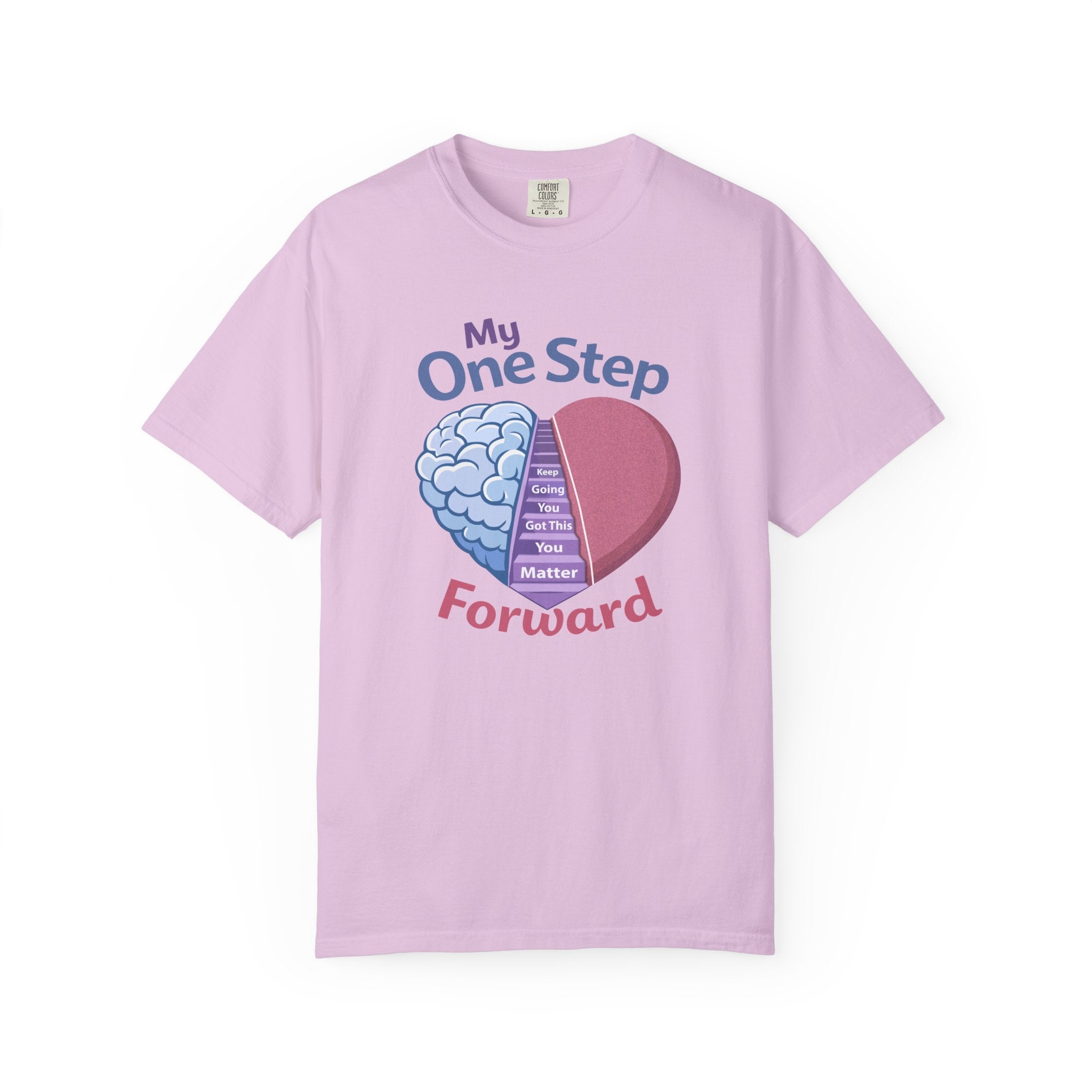My One Step Forward T-Shirt — Mental Health Awareness Heart & Brain Design