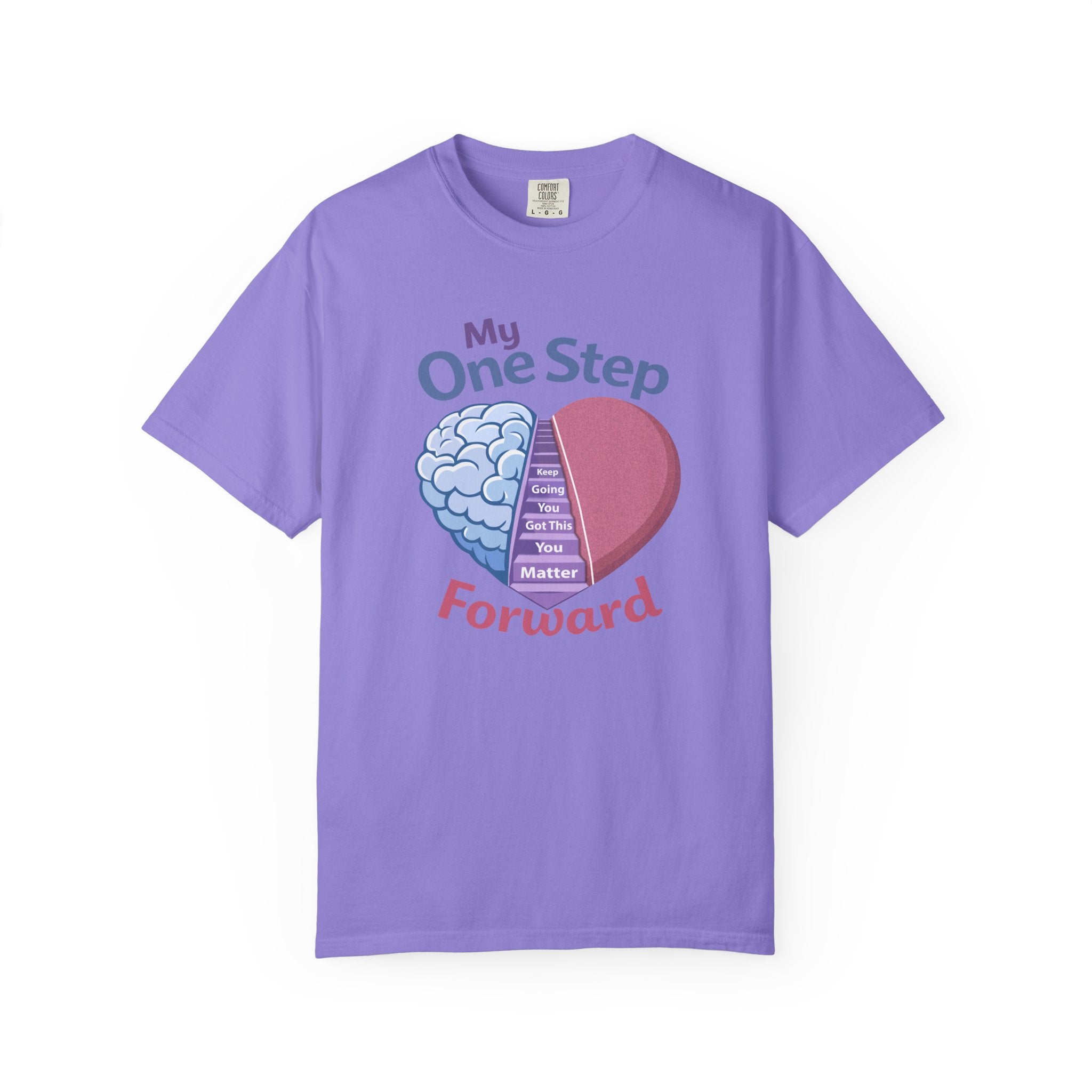 My One Step Forward T-Shirt — Mental Health Awareness Heart & Brain Design