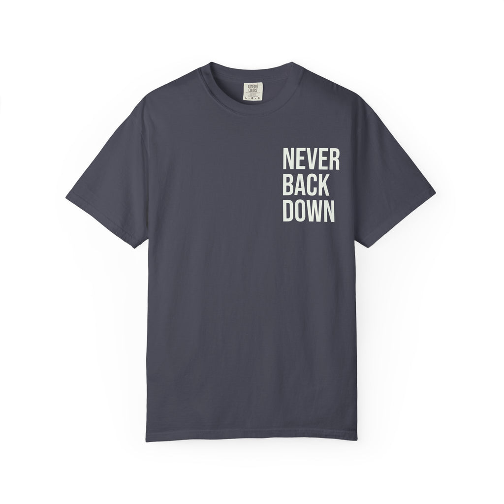 Men's Mental Health T-Shirt — "Never Back Down / Stronger Together. Better Together"