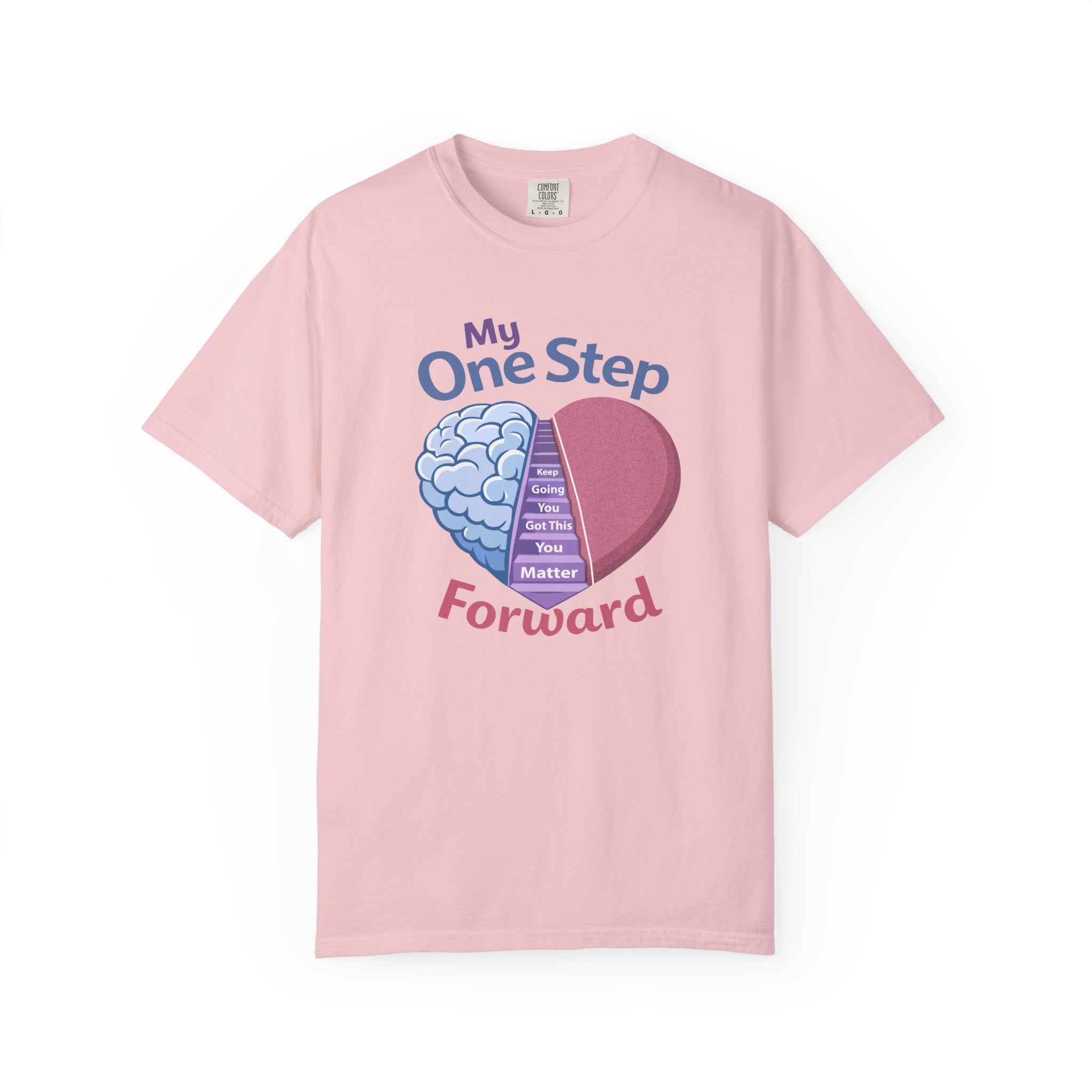 My One Step Forward T-Shirt — Mental Health Awareness Heart & Brain Design